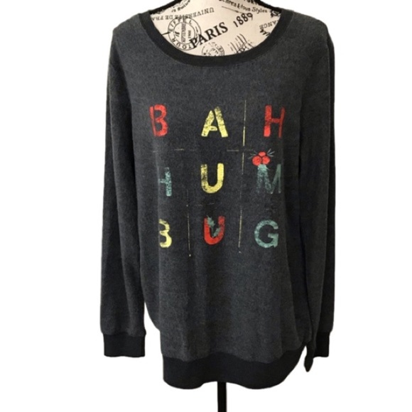 Maurices Sweaters - Maurices Ultra Soft Reversed Fabric Size Large Bah Hum Bug Dark Grey Sweater